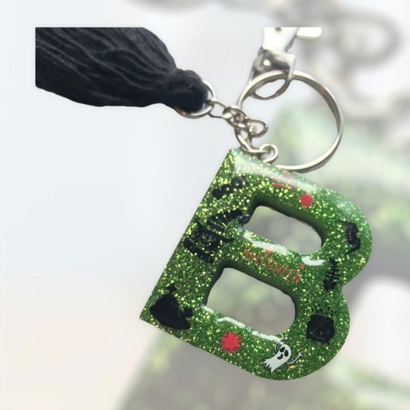 Initial B Monogram Halloween Keychain Purse Clip - Picture 1 of 4
